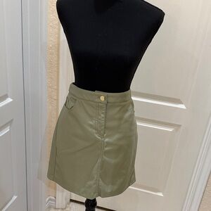 Rachel Zoe Khaki Faux Leather Mini Skirt